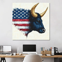 Patriotic Majestic Bull Symbol - NicheCanvas