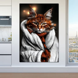 Warm Feline Elegance Wrapped - NicheCanvas
