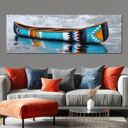 Turquoise River Canoe Reflection - NicheCanvas