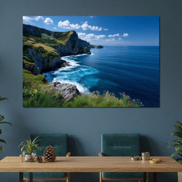 Wild Cliffs Over Blue Sea - NicheCanvas