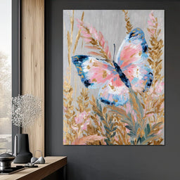 Abstract Golden Butterfly Garden - NicheCanvas