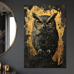 Golden Nocturnal Owl - NicheCanvas