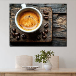 Espresso Essence on Rustic Wood - NicheCanvas