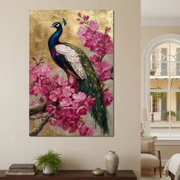 Golden Peacock Cherry Blossom - NicheCanvas