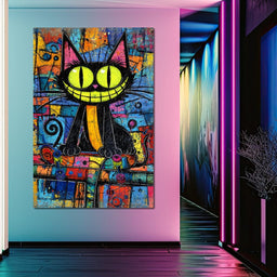 Neon Grin Alley Cat Pop - NicheCanvas