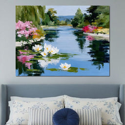 Water Lily Garden Reflection - NicheCanvas