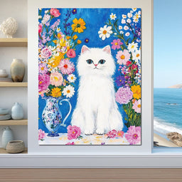Floral Harmony Kitty - NicheCanvas