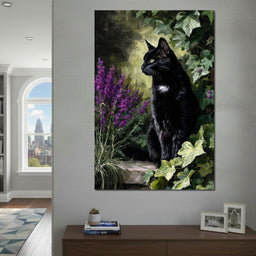 Black Cat Garden Sentinel - NicheCanvas