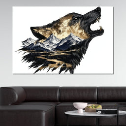 Wolf and Mountain Harmony - NicheCanvas