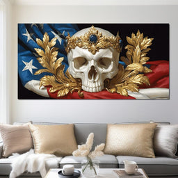 Regal Skull Golden Laurel Tribute - NicheCanvas