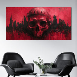 Crowned Skull Over Urban Ruins - NicheCanvas