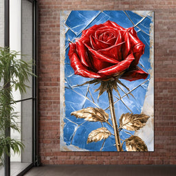 Fractured Petals On A Gilded Stem - NicheCanvas