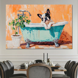 French Bulldog in the Tub - NicheCanvas