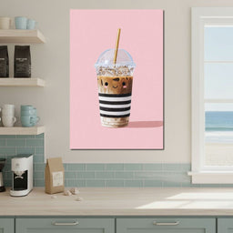 Happy Iced Latte Pop Minimalism - NicheCanvas