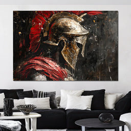 Spartan Solitude in Crimson - NicheCanvas