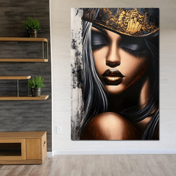 Golden Dreams Portrait Elegance - NicheCanvas