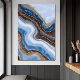 Blue Geode Gold River Flow - NicheCanvas