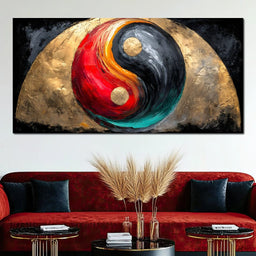 Golden Yin Yang Abstract Energy - NicheCanvas