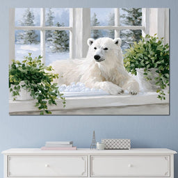 Polar Bear Winter Window Nook - NicheCanvas