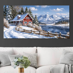 Solitude Beside The Frozen Mountain Lake - NicheCanvas