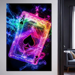 Ace of Spades Neon Burst - NicheCanvas