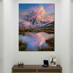 Celestial Peaks Dawn Reflection - NicheCanvas