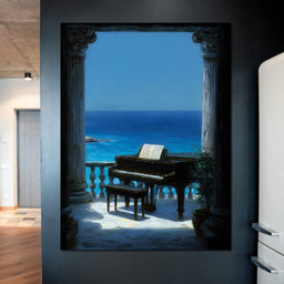 Seaside Sonata Grand Piano View - NicheCanvas