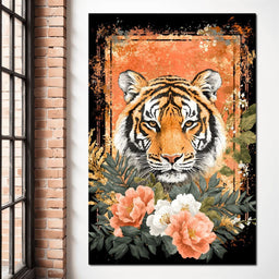 Tiger Majesty Floral Harmony - NicheCanvas