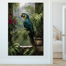 Rainforest Macaw Perch Scene - NicheCanvas