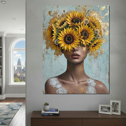 Sunflower Head Spring Portrait - NicheCanvas