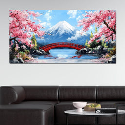 Cherry Blossom Bridge Tranquil Majesty - NicheCanvas