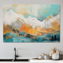 Golden Peaks Dawn Mountain Escape - NicheCanvas