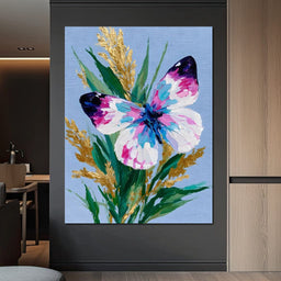 Pastel Butterfly Golden Foliage - NicheCanvas
