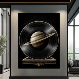 Saturn Vinyl Orbit Night Sky - NicheCanvas