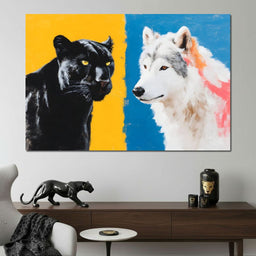 Panther And Wolf Color Clash - NicheCanvas