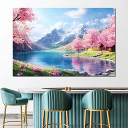 Cherry Blossom Alpine Retreat - NicheCanvas