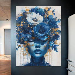 Sapphire Bloom Silhouette - NicheCanvas