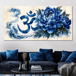 Om Blue Peony Meditation Mood - NicheCanvas