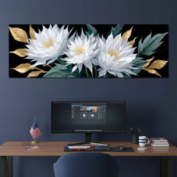 White Lotus Gold Leaf Bouquet - NicheCanvas