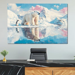 Polar Bears Companions Reflected - NicheCanvas