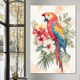 Tropical Parrot Floral Burst - NicheCanvas