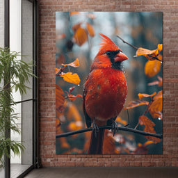 Autumn Cardinal's Perch - NicheCanvas