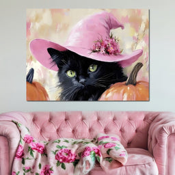 Bewitched Black Cat Pumpkin - NicheCanvas