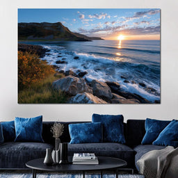 Golden Coastline Sunrise Tide - NicheCanvas