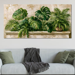 Sun Dappled Foliage On A Plaster Ledge - NicheCanvas