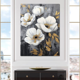 Golden Petal Harmony Blooms - Wildrose Creations - NicheCanvas