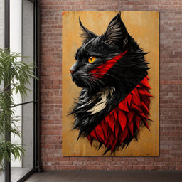 Feline Majesty in Red and Black - NicheCanvas