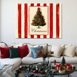 Holiday Tidings On Candy Cane Stripes - NicheCanvas
