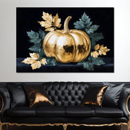 Golden Pumpkin Autumn Elegance - NicheCanvas