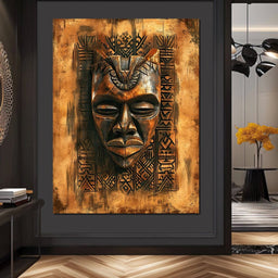 Ancient Tribal Mask Design - NicheCanvas